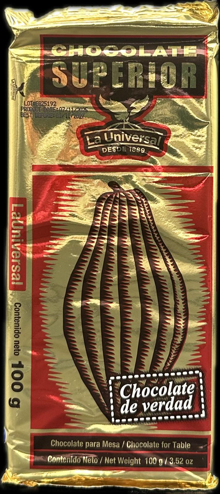 CHOCOLATE SUPERIOR LA UNIVERSAL 100g
