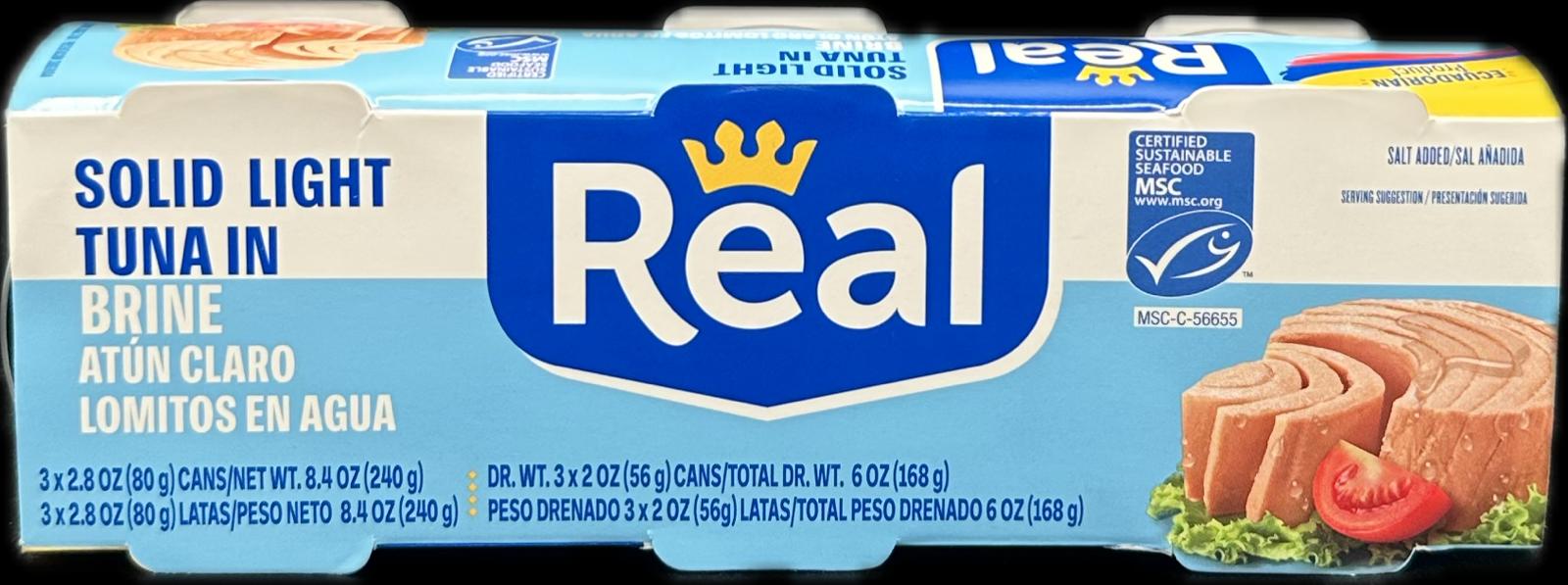 REAL SOLID LIGHT TUNA IN BRINE 3PK
