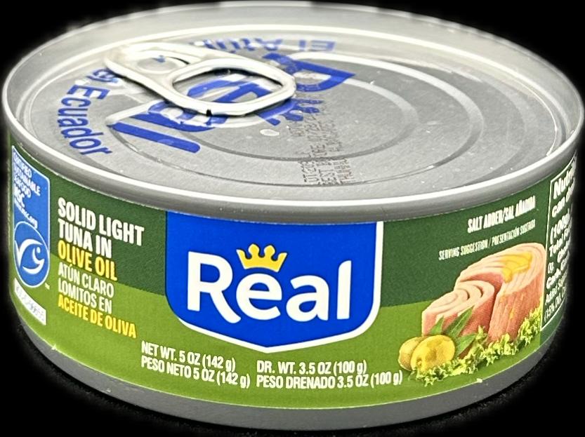 REAL SOLID LIGHT TUNA IN OLIVE OIL 5oz