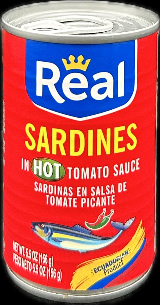 REAL SARDINES IN HOT TOMATO SAUCE 5.5oz